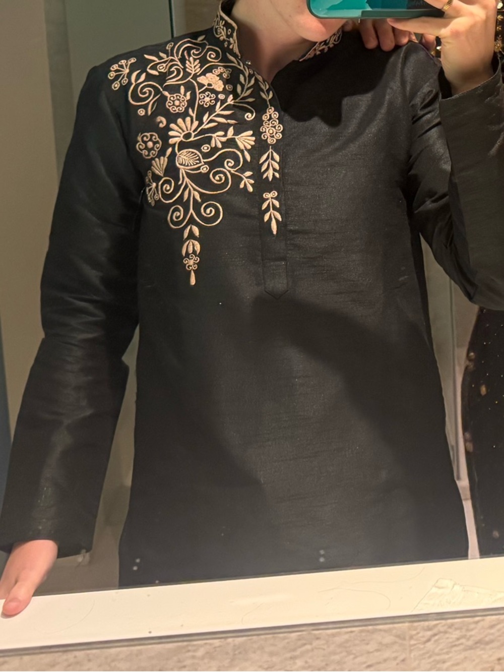 Black and Gold Embellished Kurta Set